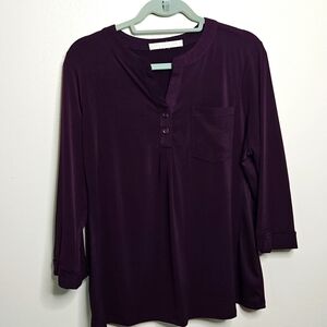 Good Days Only Plum V Neck Blouse X Large